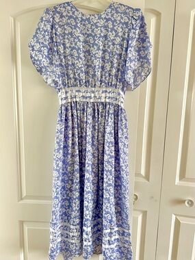 Talbots Blue and White Floral Maxi Dress